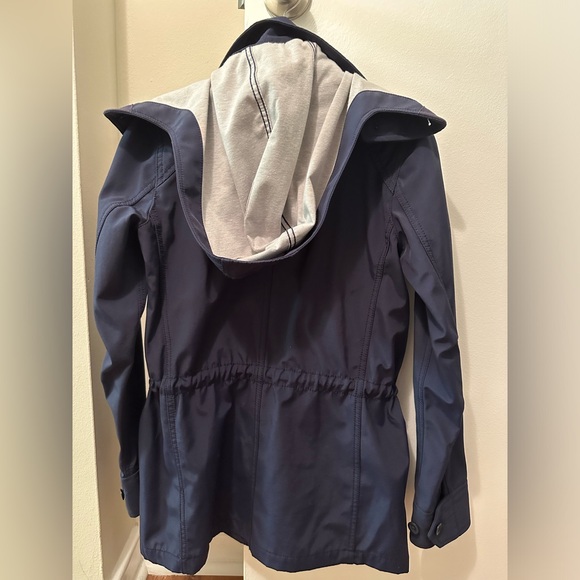 Madewell Fieldwalk Utility Rain Jacket Women XS Navy Blue Removable Hood - Picture 8 of 8